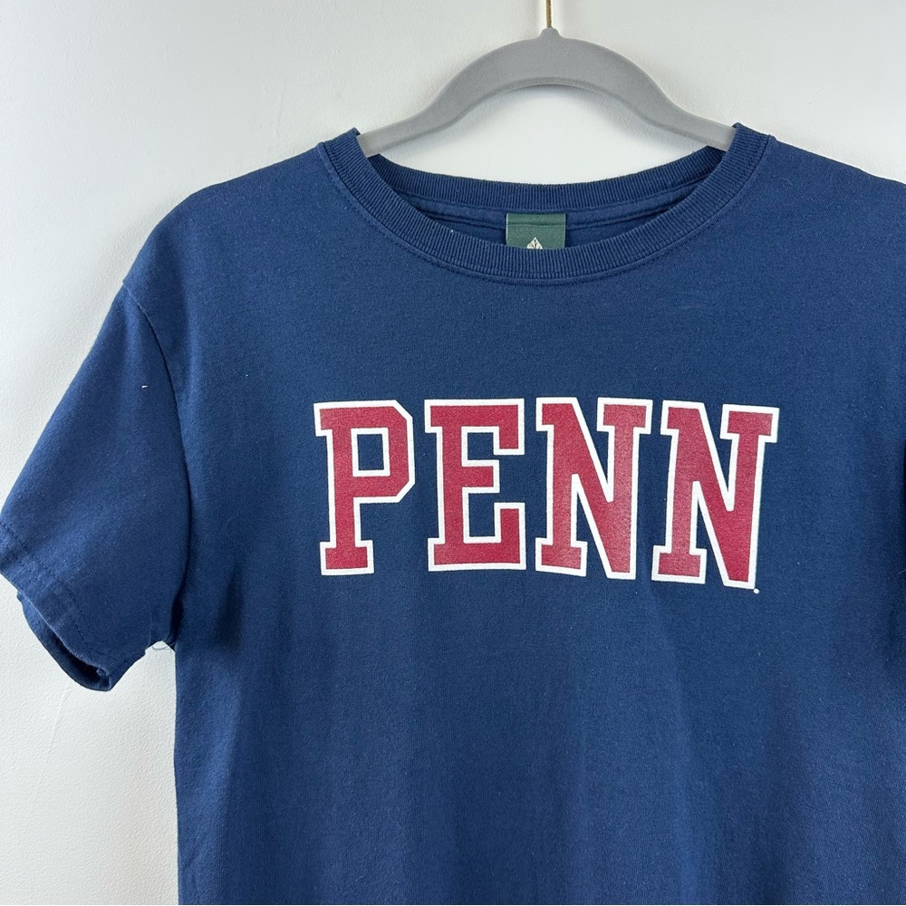 PENN TShirt University of Pennsylvania Navy Blue Burgundy Small 100% Cotton